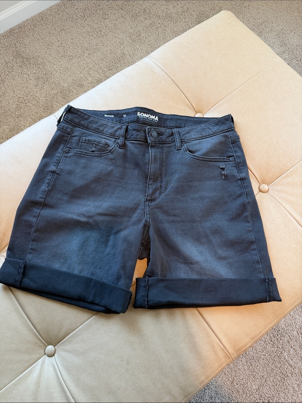 Sonoma Charcoal Black Cuffed Denim Shorts